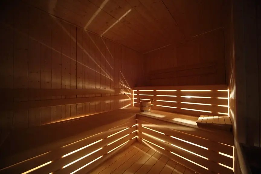 Sauna finlandese con illuminazione a incasso — Linea Beauty SPA, Terme di Monticelli (PR)